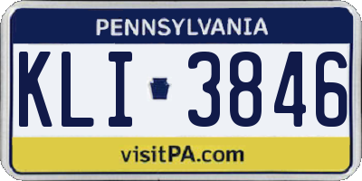 PA license plate KLI3846