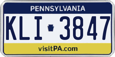 PA license plate KLI3847