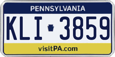 PA license plate KLI3859