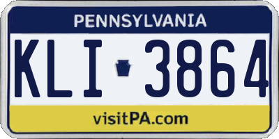 PA license plate KLI3864