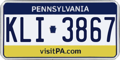 PA license plate KLI3867