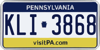 PA license plate KLI3868