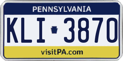 PA license plate KLI3870