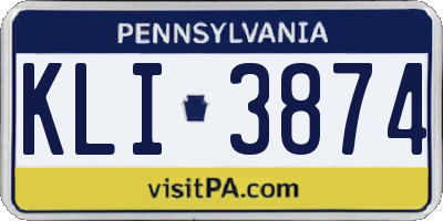 PA license plate KLI3874