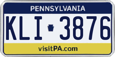PA license plate KLI3876