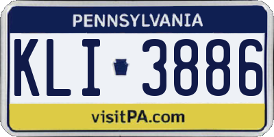 PA license plate KLI3886
