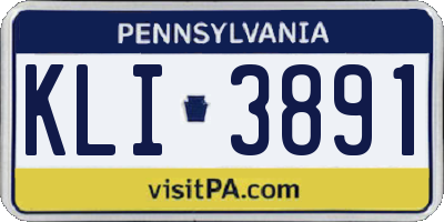 PA license plate KLI3891