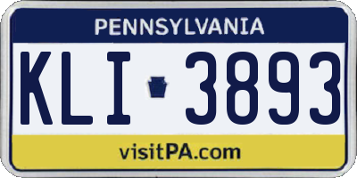 PA license plate KLI3893