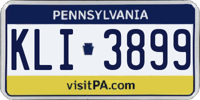 PA license plate KLI3899
