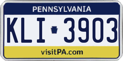 PA license plate KLI3903