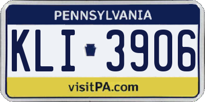 PA license plate KLI3906