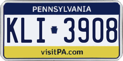 PA license plate KLI3908