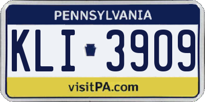 PA license plate KLI3909