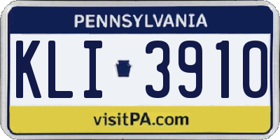 PA license plate KLI3910