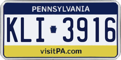 PA license plate KLI3916