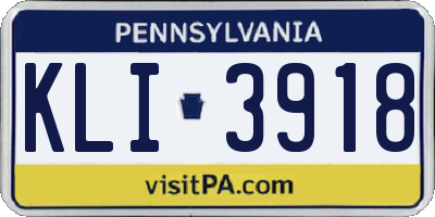 PA license plate KLI3918