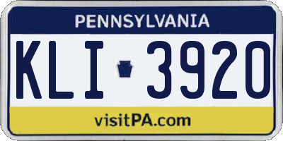 PA license plate KLI3920