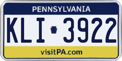 PA license plate KLI3922