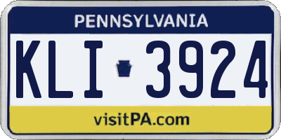 PA license plate KLI3924