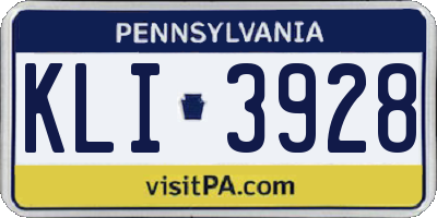 PA license plate KLI3928