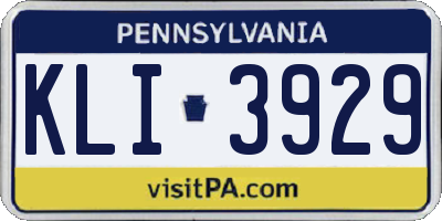 PA license plate KLI3929