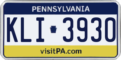 PA license plate KLI3930