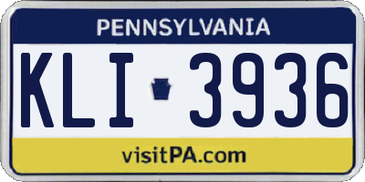PA license plate KLI3936