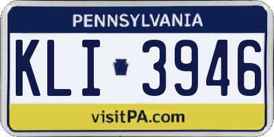 PA license plate KLI3946