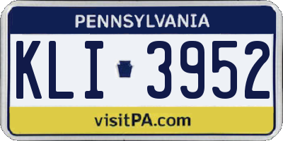 PA license plate KLI3952