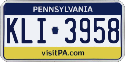 PA license plate KLI3958