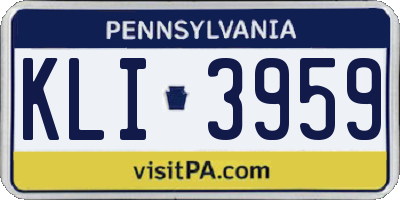 PA license plate KLI3959