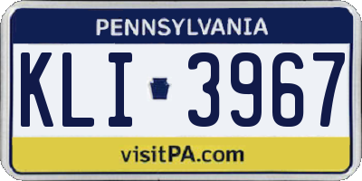 PA license plate KLI3967