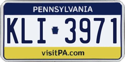 PA license plate KLI3971