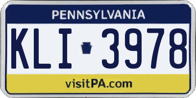 PA license plate KLI3978