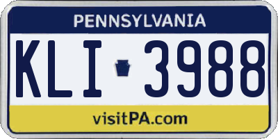 PA license plate KLI3988