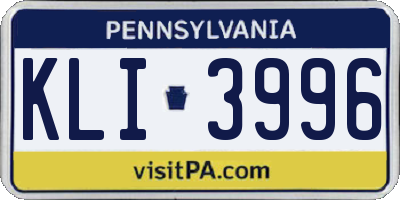 PA license plate KLI3996