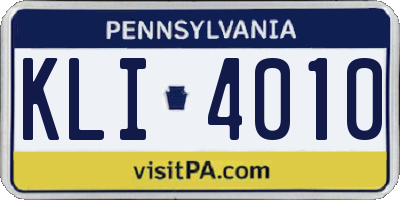 PA license plate KLI4010