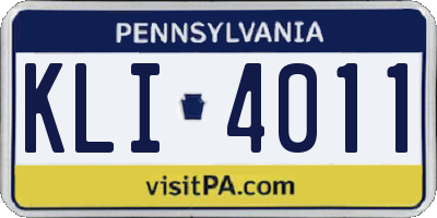 PA license plate KLI4011