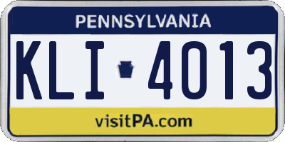 PA license plate KLI4013