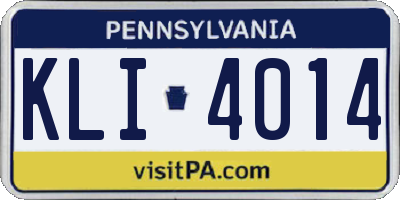 PA license plate KLI4014