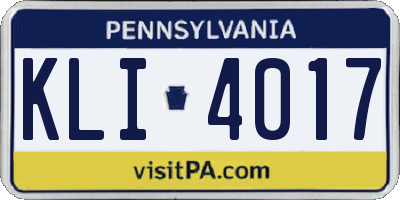 PA license plate KLI4017