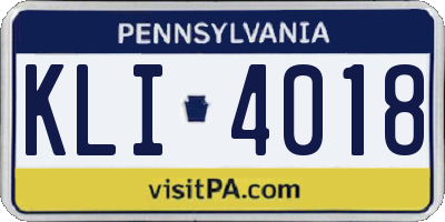 PA license plate KLI4018