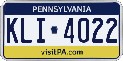 PA license plate KLI4022