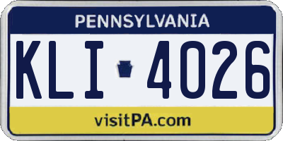 PA license plate KLI4026