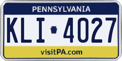 PA license plate KLI4027