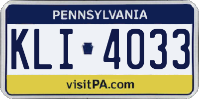 PA license plate KLI4033