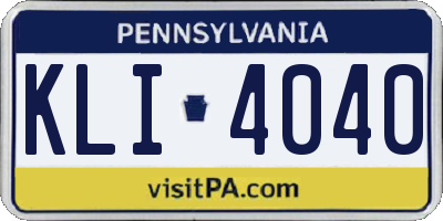 PA license plate KLI4040