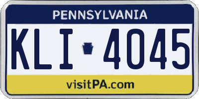 PA license plate KLI4045