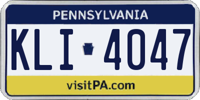 PA license plate KLI4047