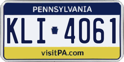 PA license plate KLI4061